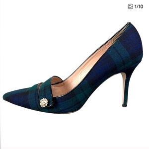 J. Crew Tartan Heels in Navy and Emerald